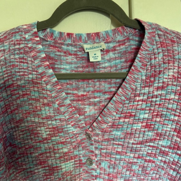 Sundance Ribbed Thermal Henley Knit Top Long Sleeve Size Medium Boho - Picture 2 of 9